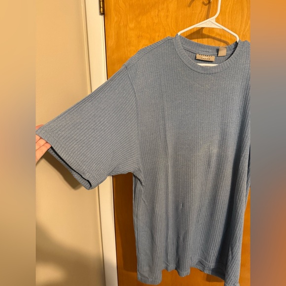 Men's Light Blue Ribbed Tee - Picture 2 of 4